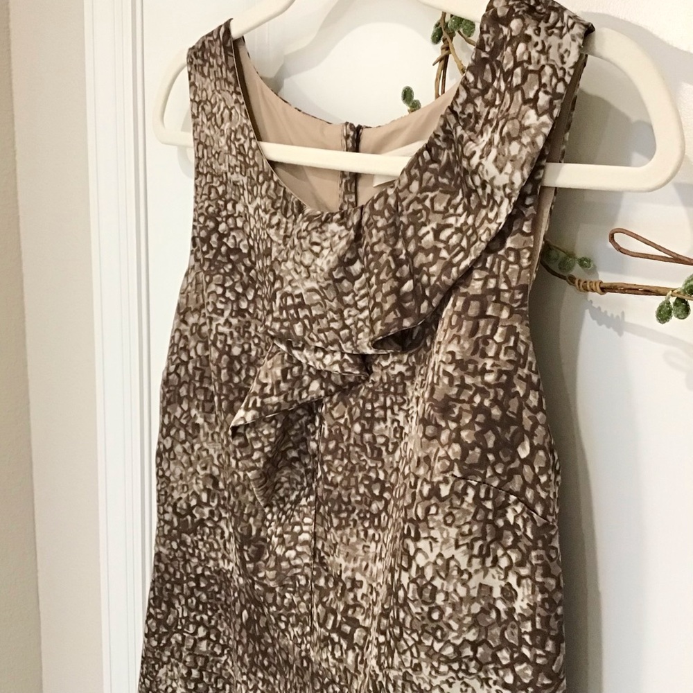 LOFT Ruffle-front Sleeveless Dress Brown Size 10, EUC